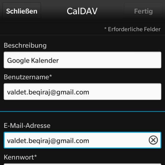 Google Kalender mit BlackBerry 10 synchronisieren