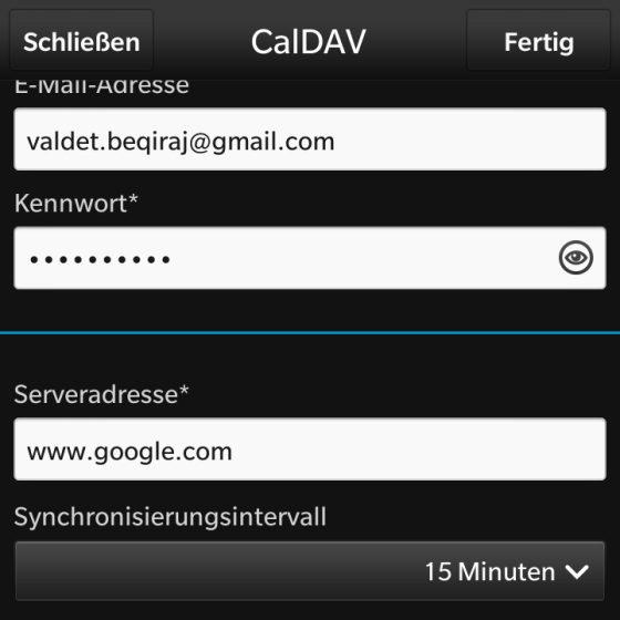 Google Kalender mit BlackBerry 10 synchronisieren