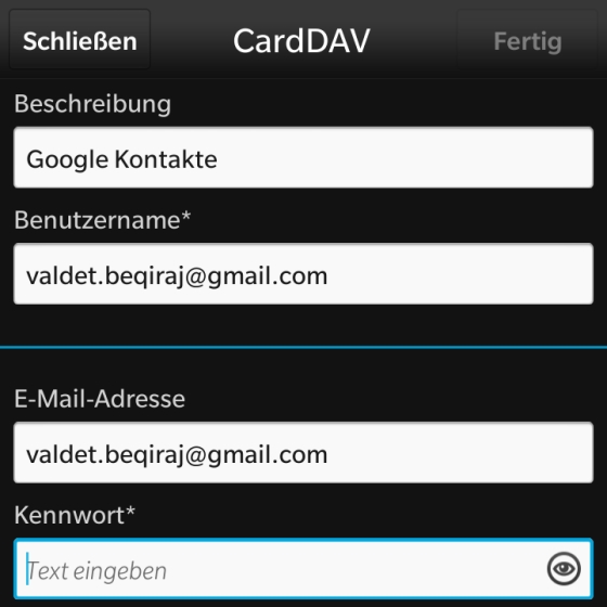 Google Kontakte mit BlackBerry 10 synchronisieren