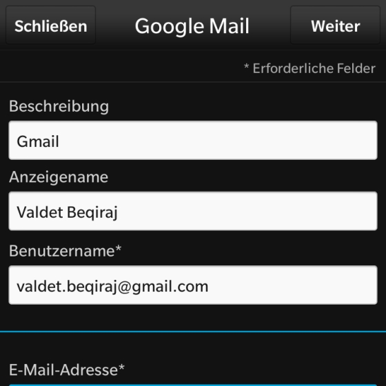 Google Mail mit BlackBerry 10 synchronisieren