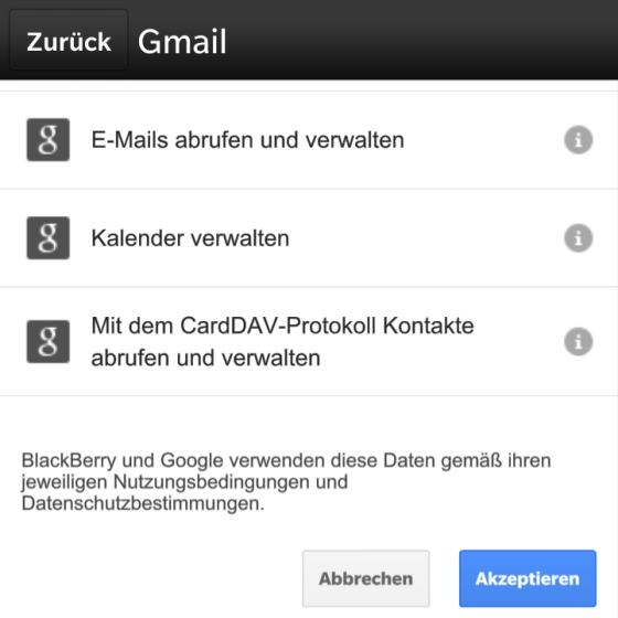 Google Mail mit BlackBerry 10 synchronisieren