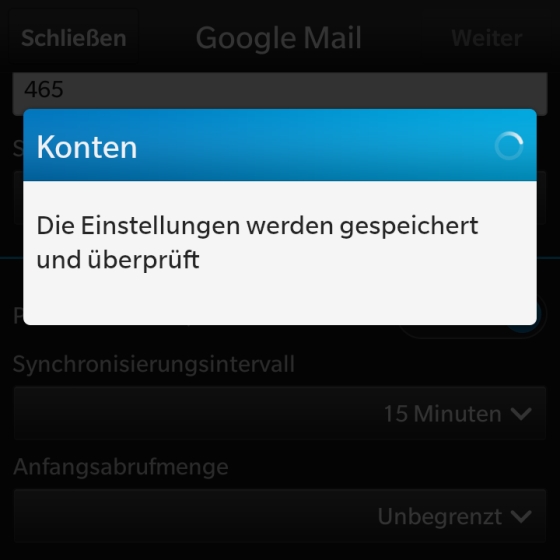 Google Mail mit BlackBerry 10 synchronisieren