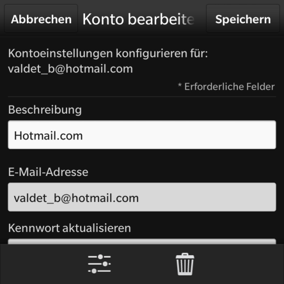 Hotmail Account auf dem BlackBerry 10 einrichten