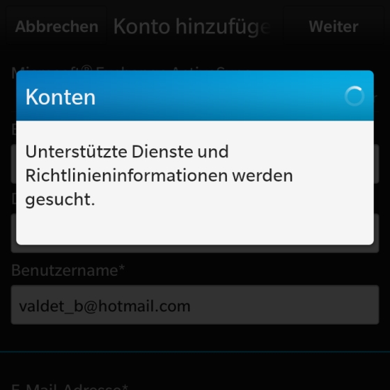 Hotmail Account auf dem BlackBerry 10 einrichten