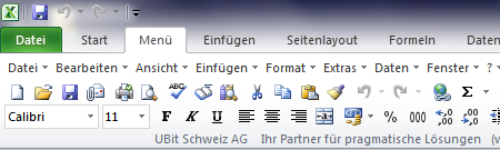 Klassisches Menü für Microsoft Excel 2010