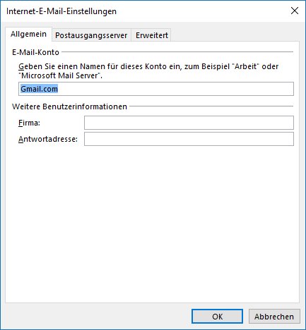 Gmail IMAP E-Mail-Konto in Outlook