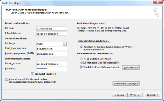 Outlook.com E-Mail-Konto in Outlook hinzufügen