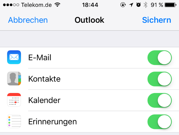 Outlook.com mit dem iPhone synchronisieren