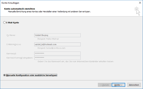 Hotmail E-Mail-Konto in Outlook hinzufügen