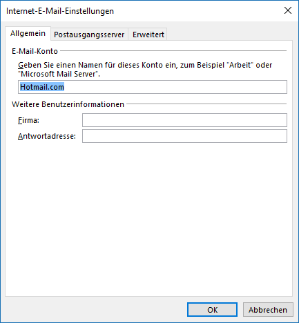 Hotmail IMAP E-Mail-Konto in Outlook