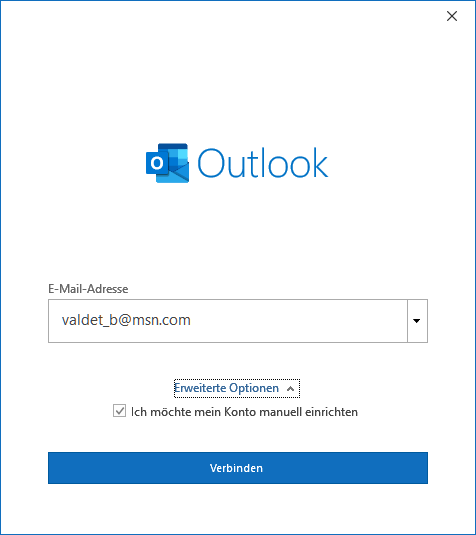 Hotmail in Outlook 2019 hinzufügen