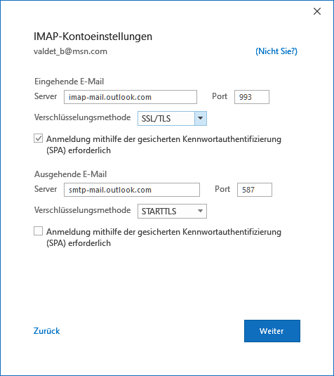 Hotmail in Outlook 2019 hinzufügen