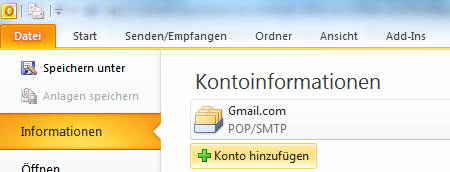 Hotmail-Konto in Outlook 2010