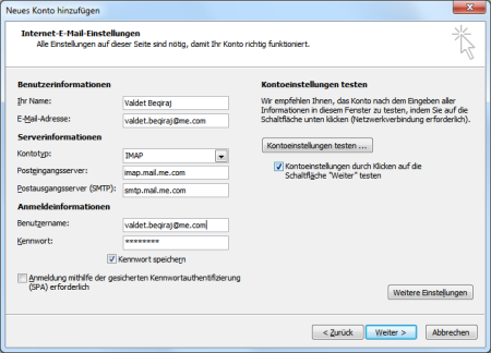 iCloud Mail in Outlook 2010 einrichten