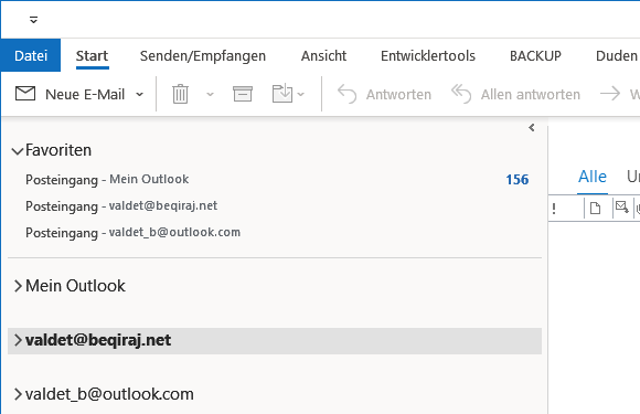 IONOS IMAP E-Mail-Konto in Outlook 2019