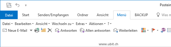 Klassisches Menü für Outlook 2016