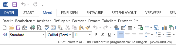 Klassisches Menü für Microsoft Word 2013