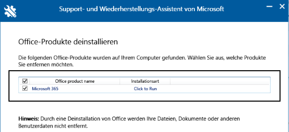 Microsoft Support- und Wiederherstellungs-Assistent für Office 365