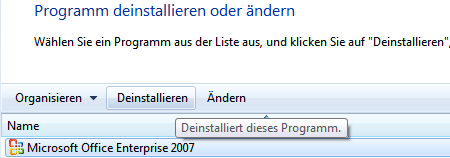 Office 2007 vollständig entfernen
