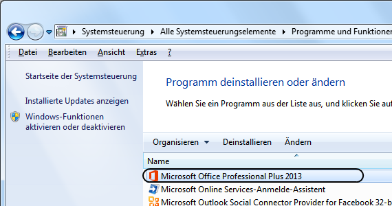 Office 2013 Product Key ändern