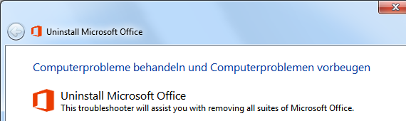 Dieses Microsoft Fix it ist jetzt für die Deinstallation von Microsoft Office 2013 bereit. Klicke auf "Weiter" um fortzufahren.