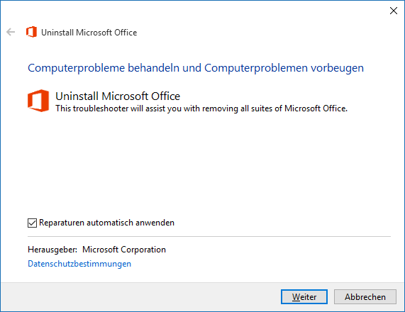 Microsoft Fix it 2739501 für Office 365 und Office 2016