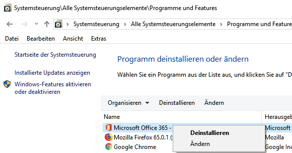 Office 2019 entfernen