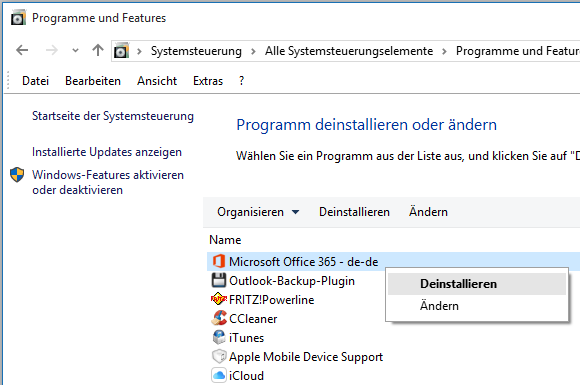 Office 2016 vollständig entfernen