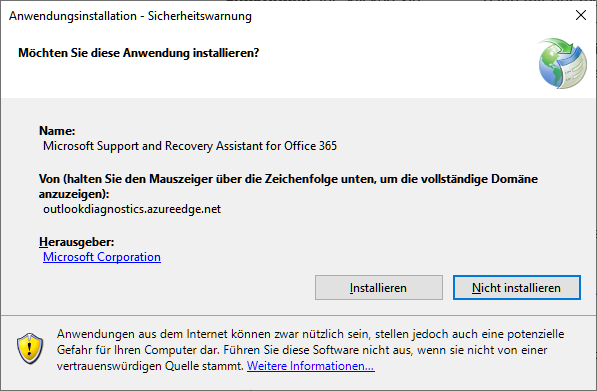 Microsoft Support- und Wiederherstellungs-Assistent für Office 365