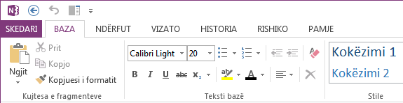 OneNote 2013 në gjuhën shqipe me Office Language Interface Pack 2013