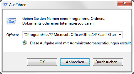 Outlook 2010 PST-Datei reparieren