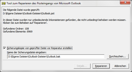 Outlook 2010 PST-Datei reparieren