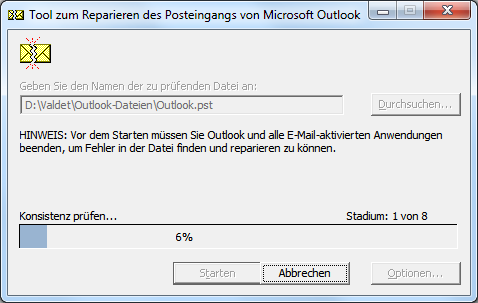 Outlook 2013 PST-Datei reparieren