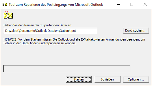 Outlook 2016 PST-Datei reparieren