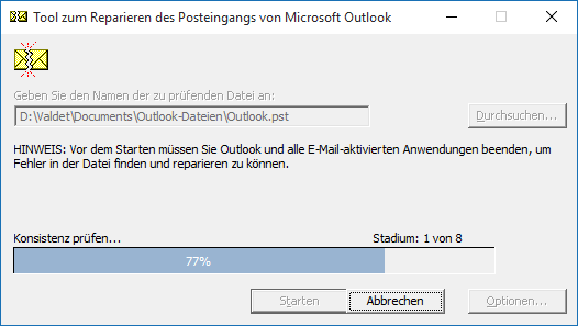 Outlook 2016 PST-Datei reparieren