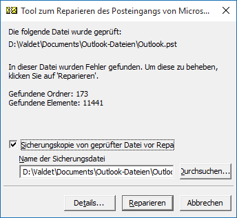 Outlook 2016 PST-Datei reparieren