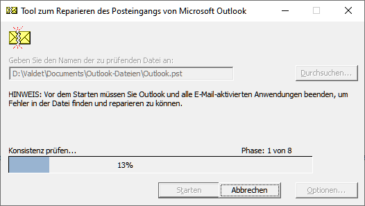 Outlook 2021 oder Outlook 365 PST-Datei reparieren