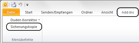 Outlook 2010 E-Mails und Kontakte automatisch per Outlook Add-In sichern