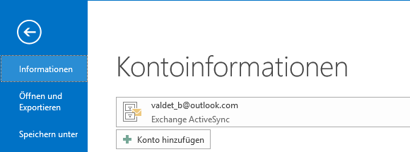 Outlook.com E-Mail-Konto in Outlook hinzufügen