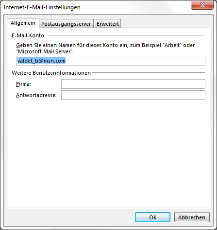 Outlook.com IMAP E-Mail-Konto in Outlook hinzufügen