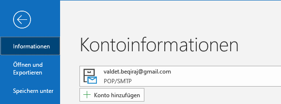 Outlook.com E-Mail-Konto in Outlook 2019 hinzufügen