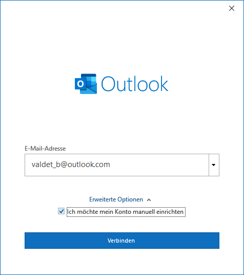 Outlook.com E-Mail-Konto in Outlook 2019 hinzufügen