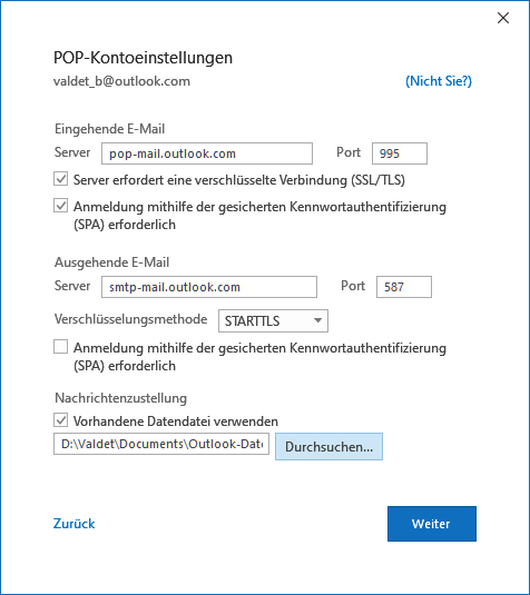 Outlook.com E-Mail-Konto in Outlook 2019 hinzufügen