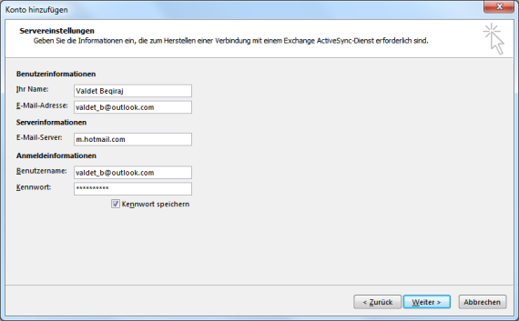 Hotmail E-Mail-Konto in Outlook 2013 einrichten