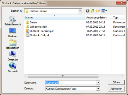 Outlook PST-Datei in einen anderen Ordner oder in ein anderes Laufwerk verschieben