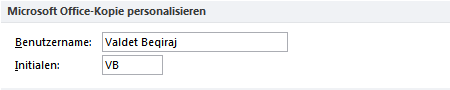 Office 2010 Benutzernamen ändern